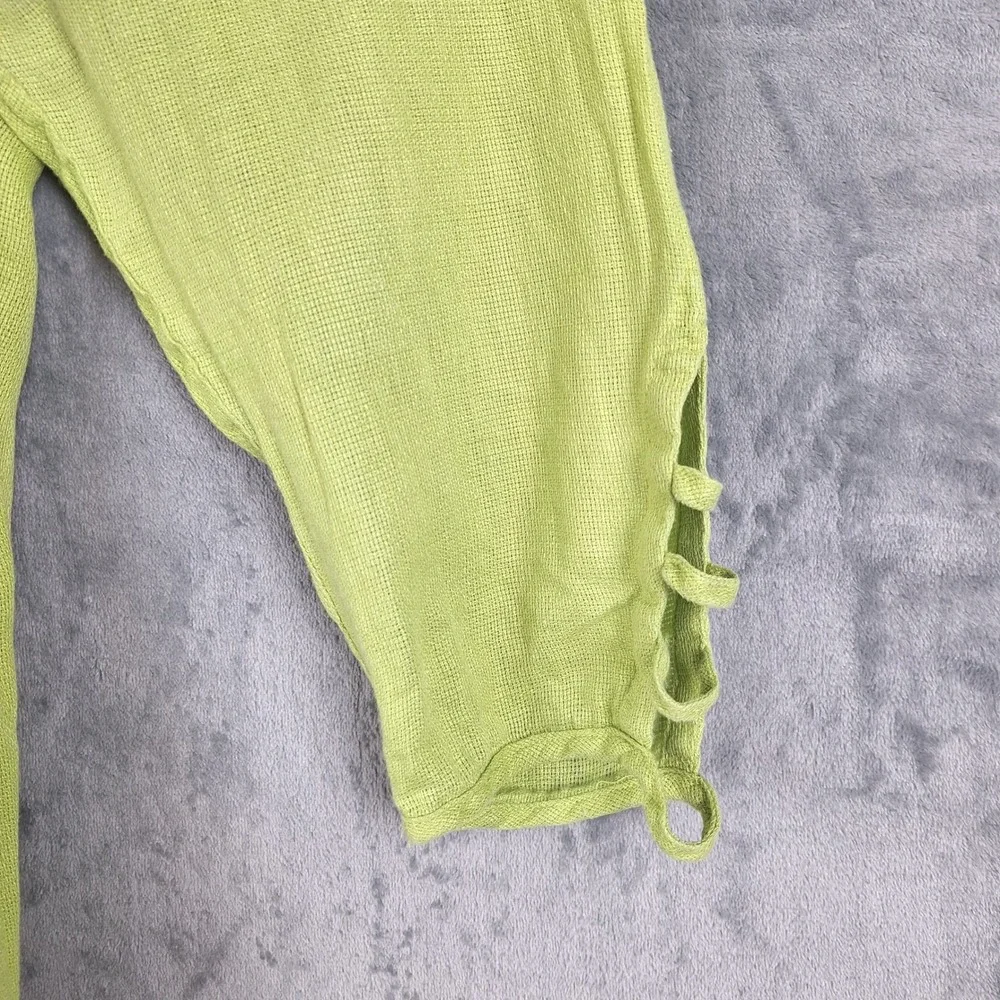 Ali Miles Top 1X Green Linen Lagenlook Artsy Boho Beach Coastal Resort Tunic